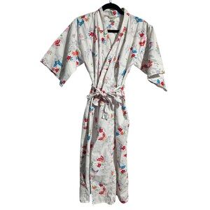 Ichi-Ban Japanese Cotton Kimono Robe – Butterfly Floral Print – Size LL (US L)
